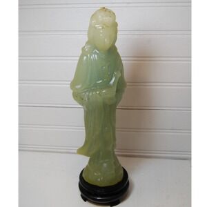 Vintage Chinese Statue candle with stand 10" tall light‎ green Antique Feng Shui